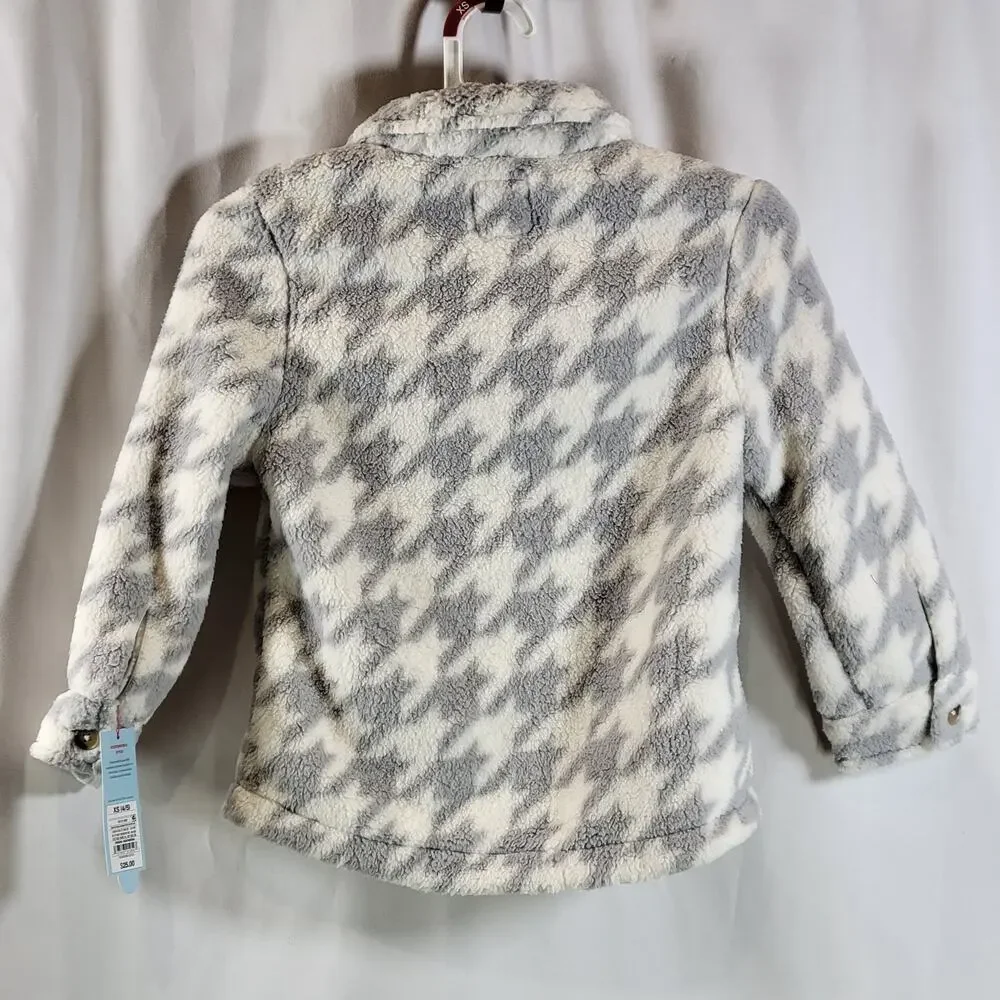 Cat & Jack Kids Button Up Faux Fur Jacket, White/Gray, Size XS, NWT